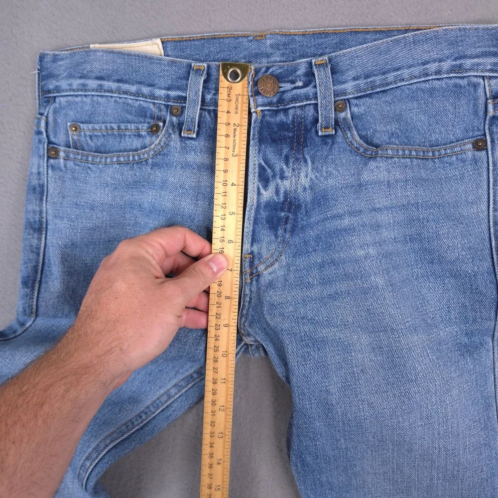 Hollister Jeans Mens 29x30 Slim Straight Button Fly Light Wash Blue Denim Casual